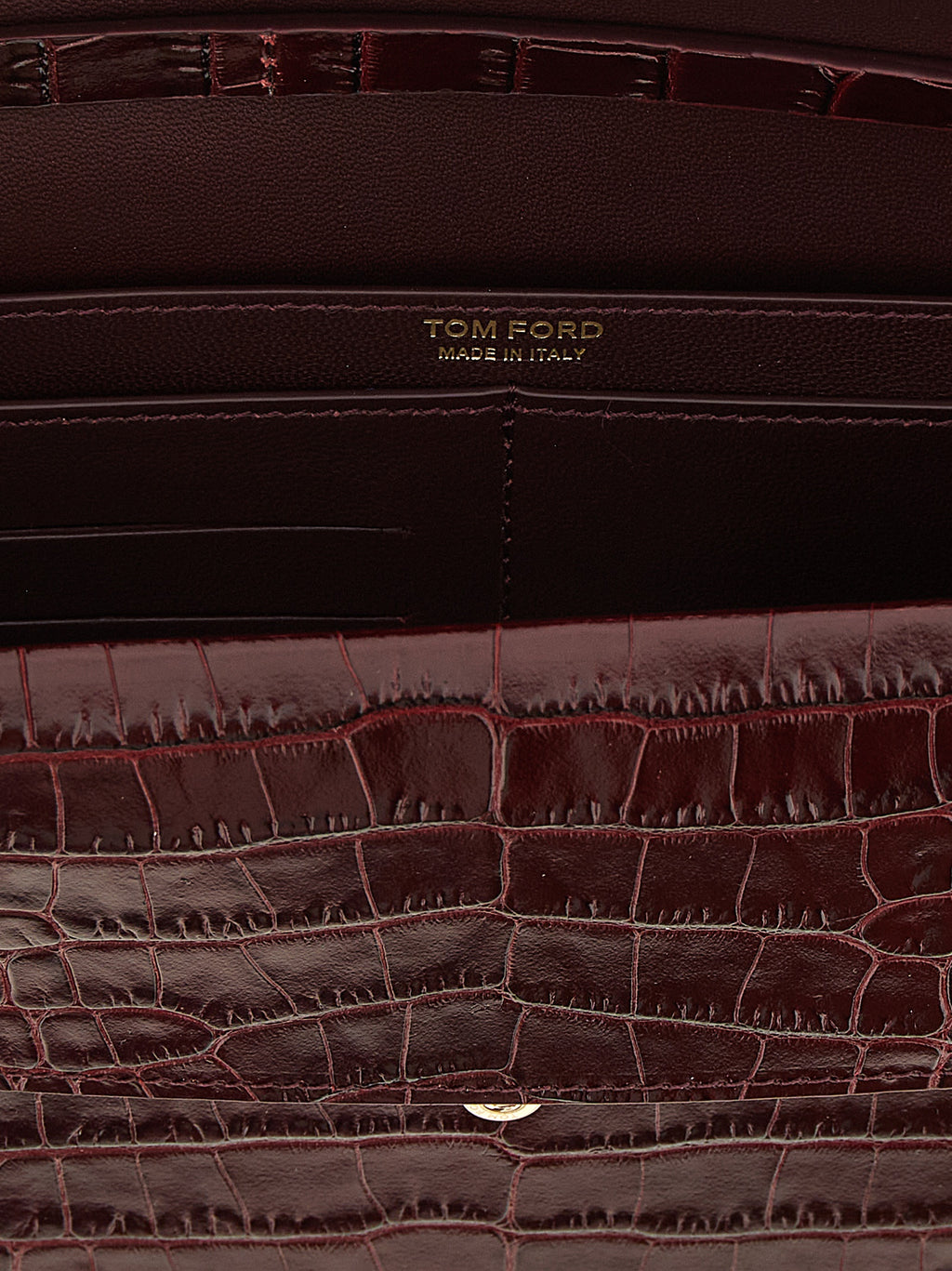 Tom Ford Aube Mini Croc-Embossed Leather Clutch Bag Bordeaux