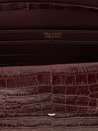 Tom Ford Aube Mini Croc-Embossed Leather Clutch Bag Bordeaux