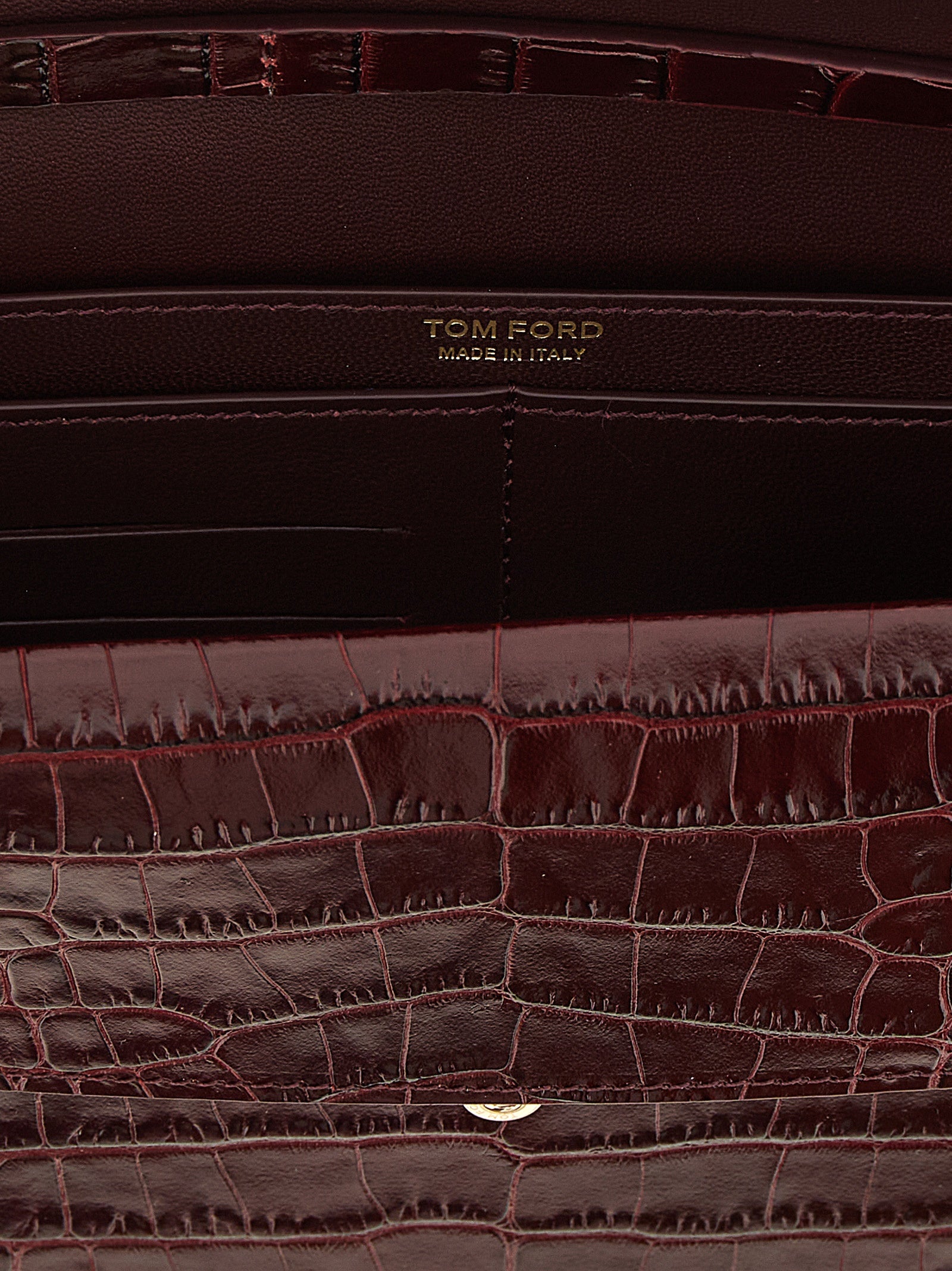 Tom Ford Aube Mini Croc-Embossed Leather Clutch Bag Bordeaux