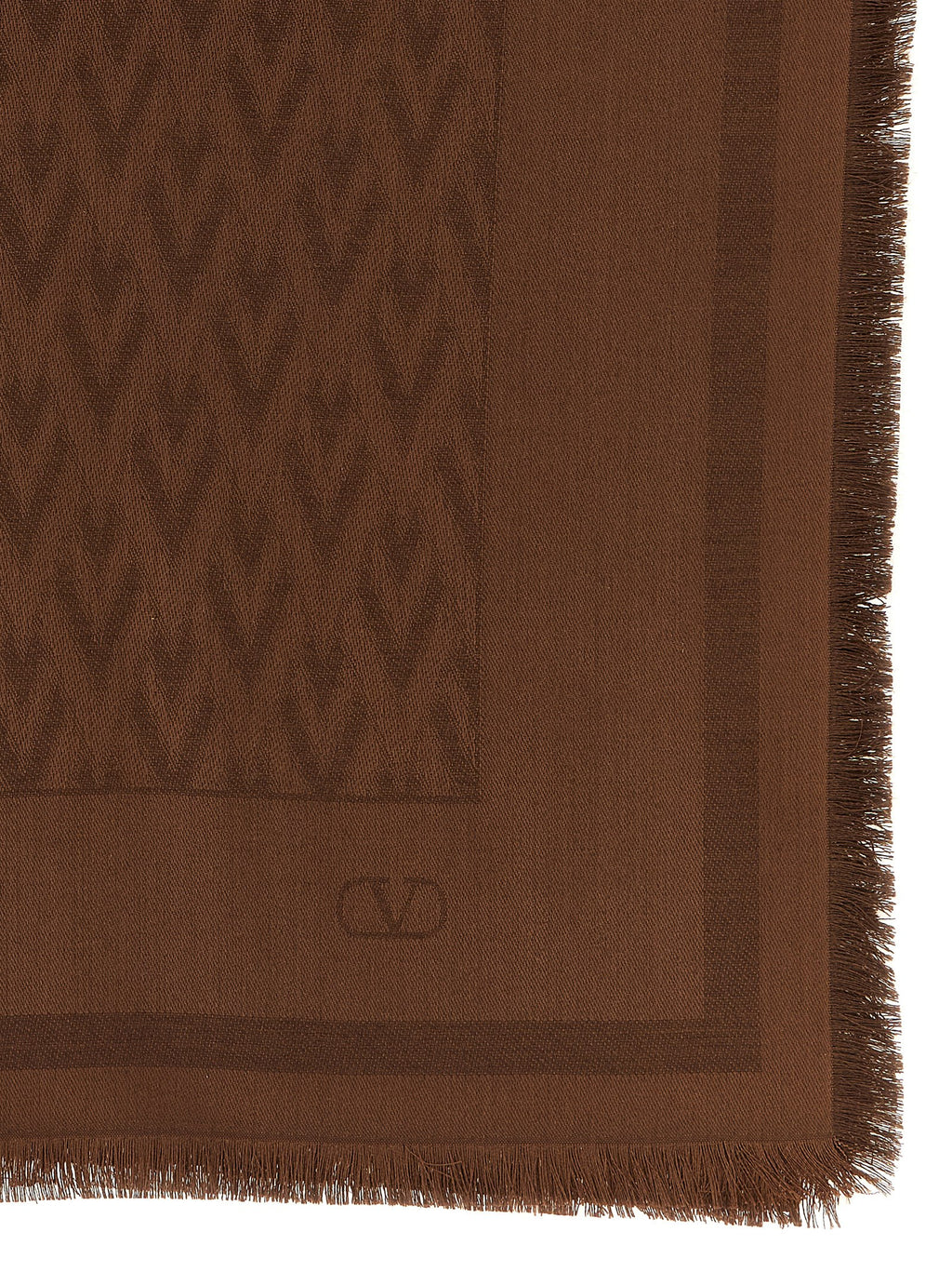 Valentino Garavani Toute La V Silk Wool Shawl Brown
