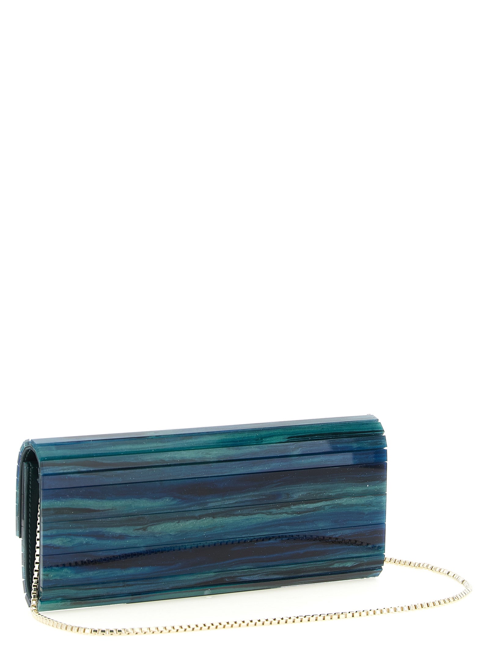 Jimmy Choo Sweetie Marble Effect Clutch Bag Green Blue