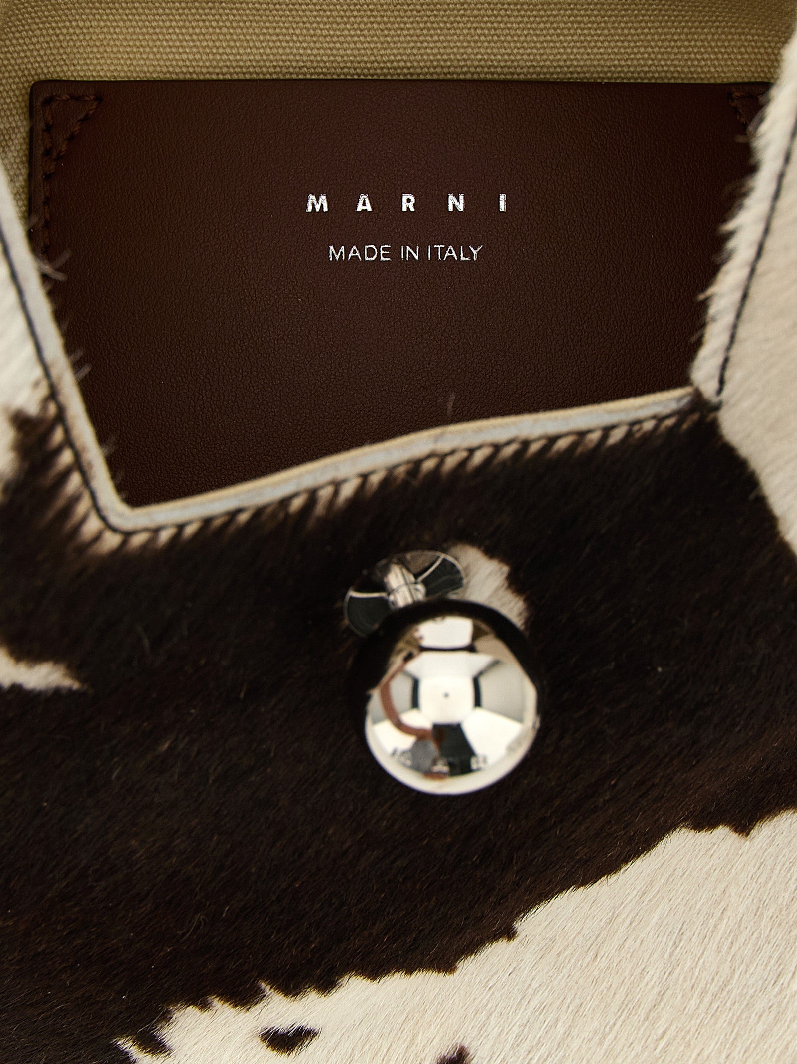 Marni Trapeze Small Cow Print Pony Hair Handbag