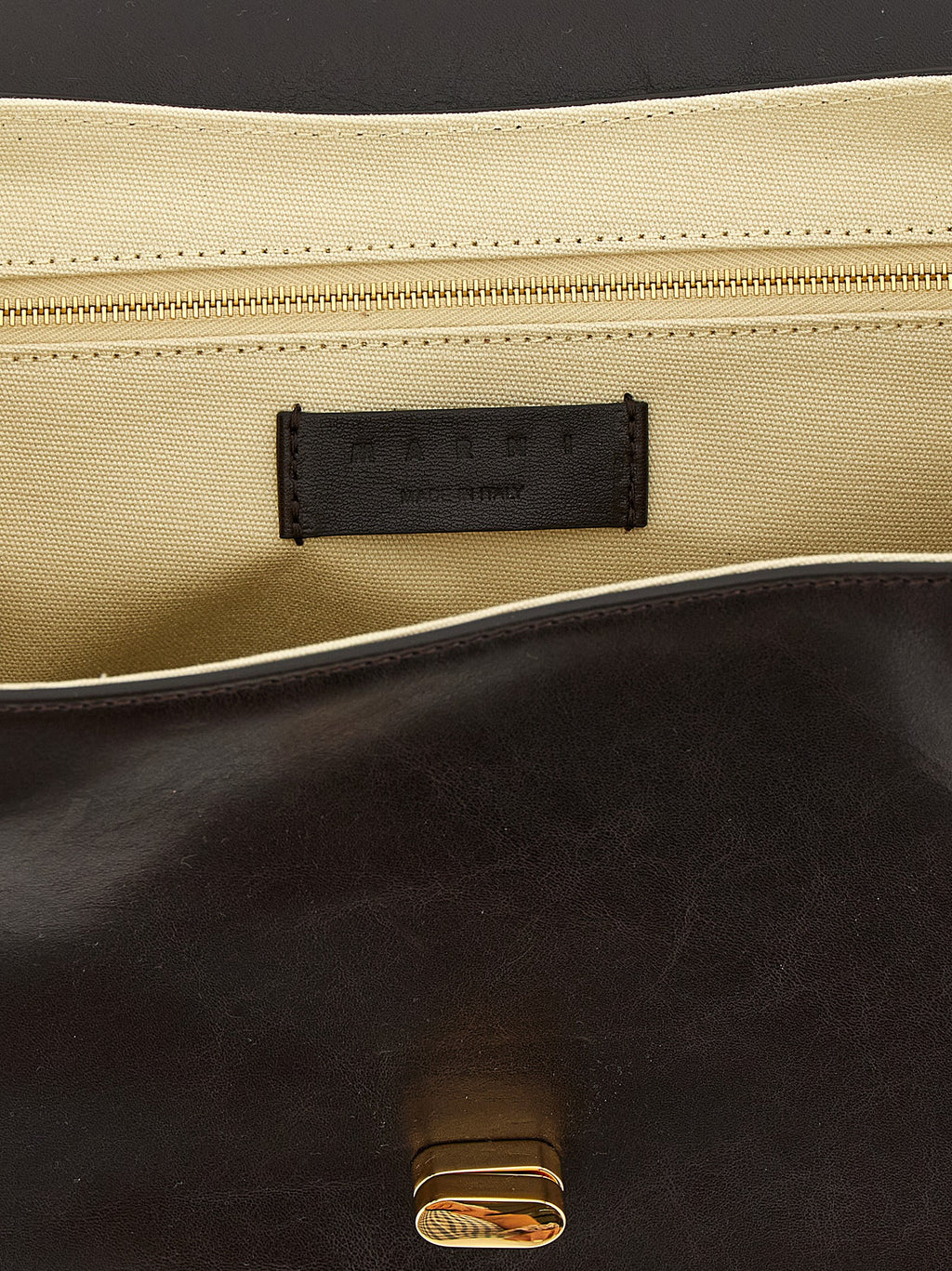 Marni East West Brown Calfskin Leather Shoulder Bag