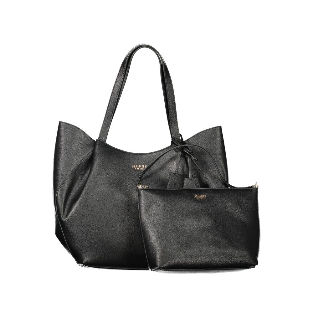 GUESS Jeans Amorette Black Shoulder Tote Bag with Removable Pouch