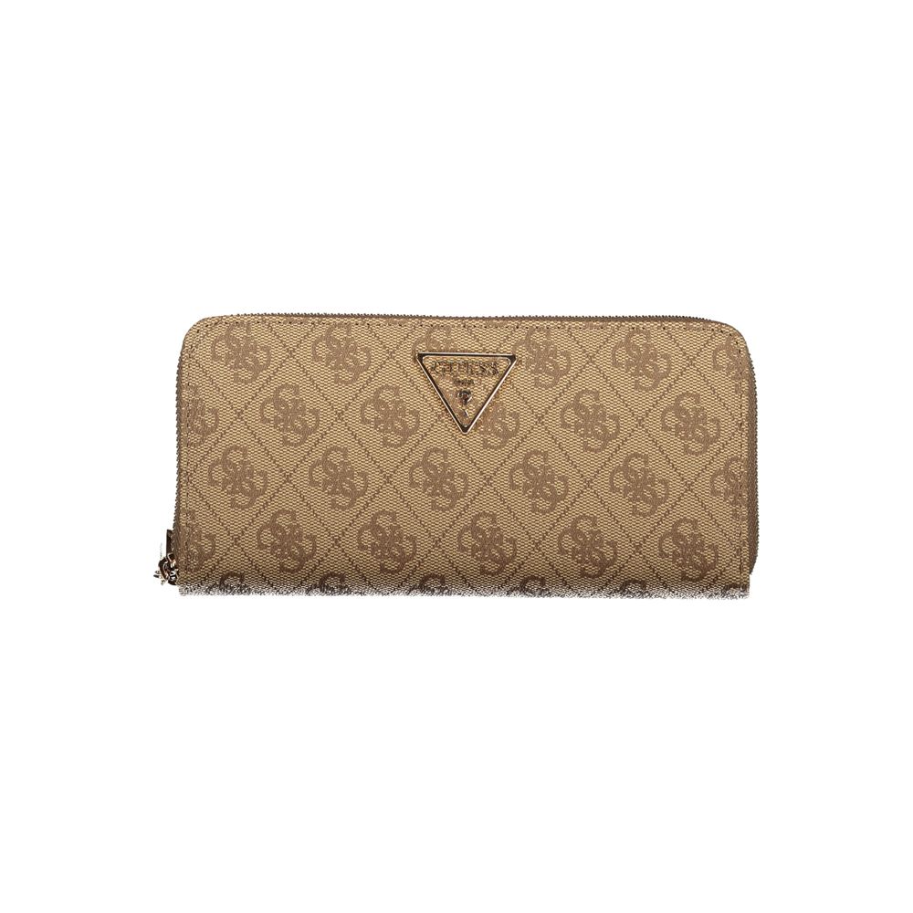 GUESS Jeans Laurel II Beige Monogram Zip Around Wallet