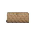 GUESS Jeans Laurel II Beige Monogram Zip Around Wallet