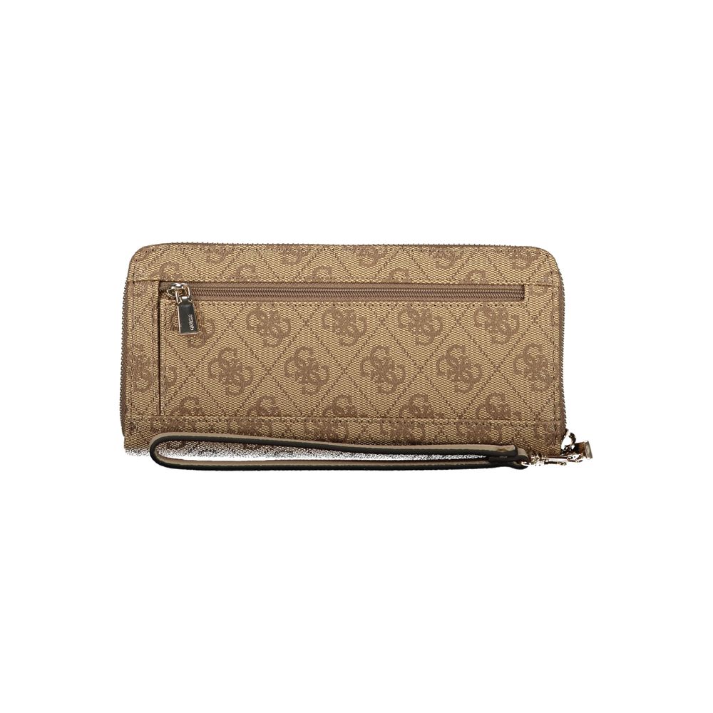 GUESS Jeans Laurel II Beige Monogram Zip Around Wallet
