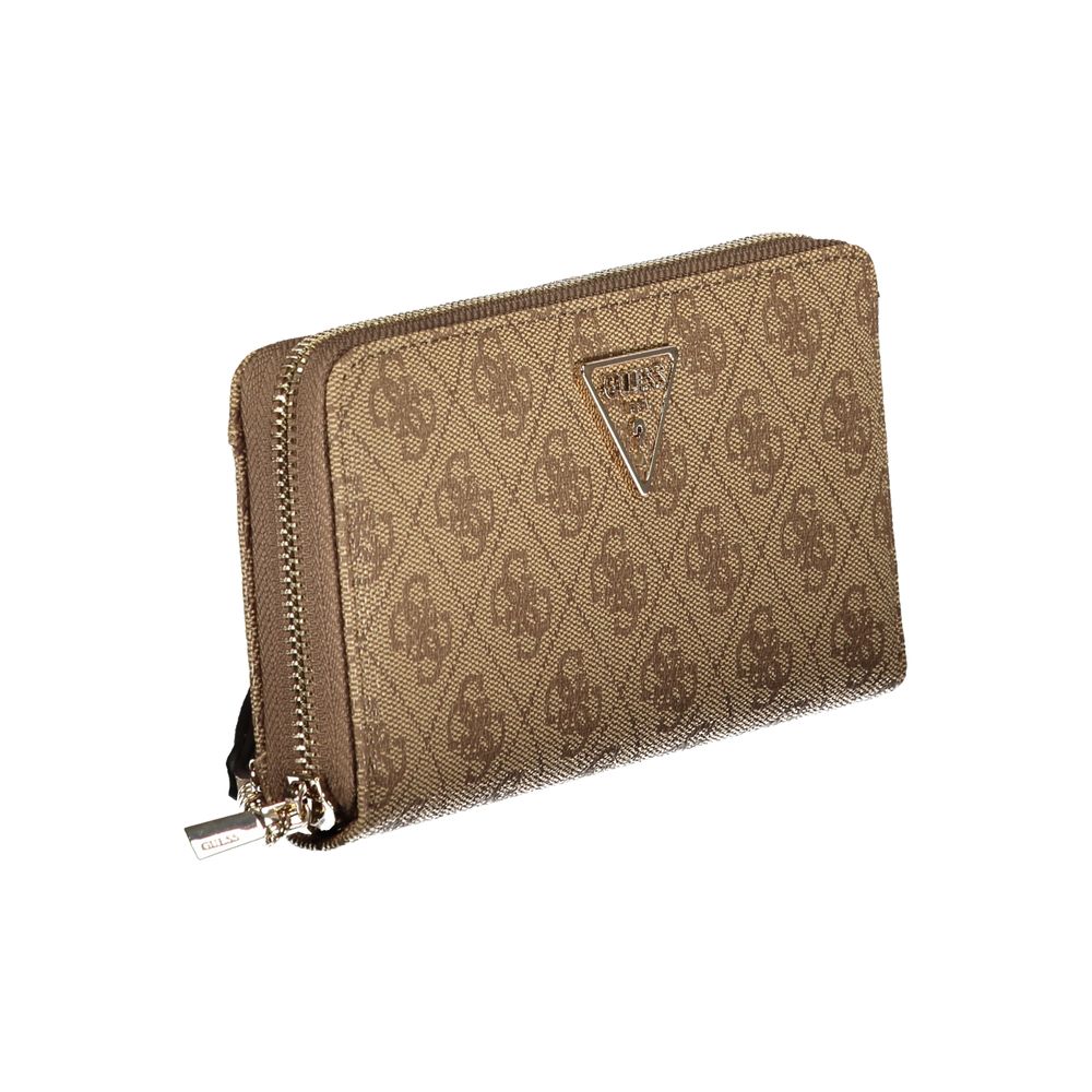 GUESS Jeans Laurel II Beige Monogram Zip Around Wallet