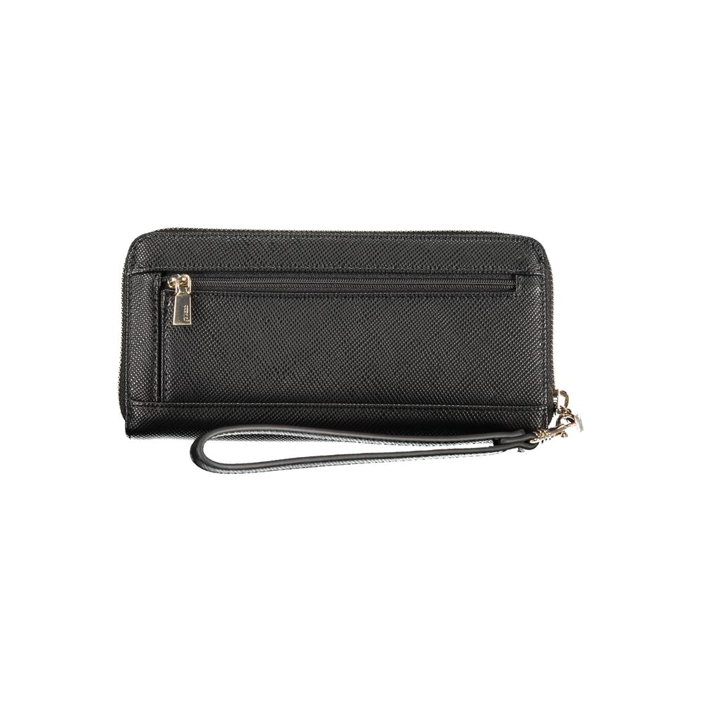 GUESS Jeans Black Zip Around Wallet in Polyurethane