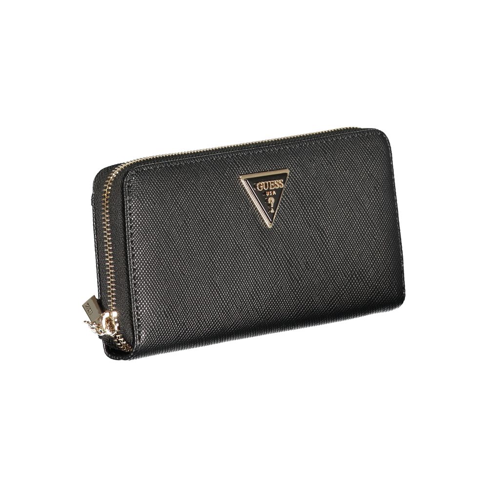 GUESS Jeans Black Zip Around Wallet in Polyurethane