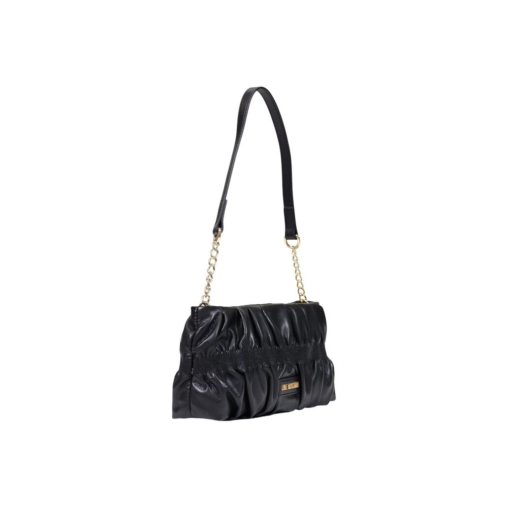 Love Moschino Pleated Mini Shoulder Bag Black