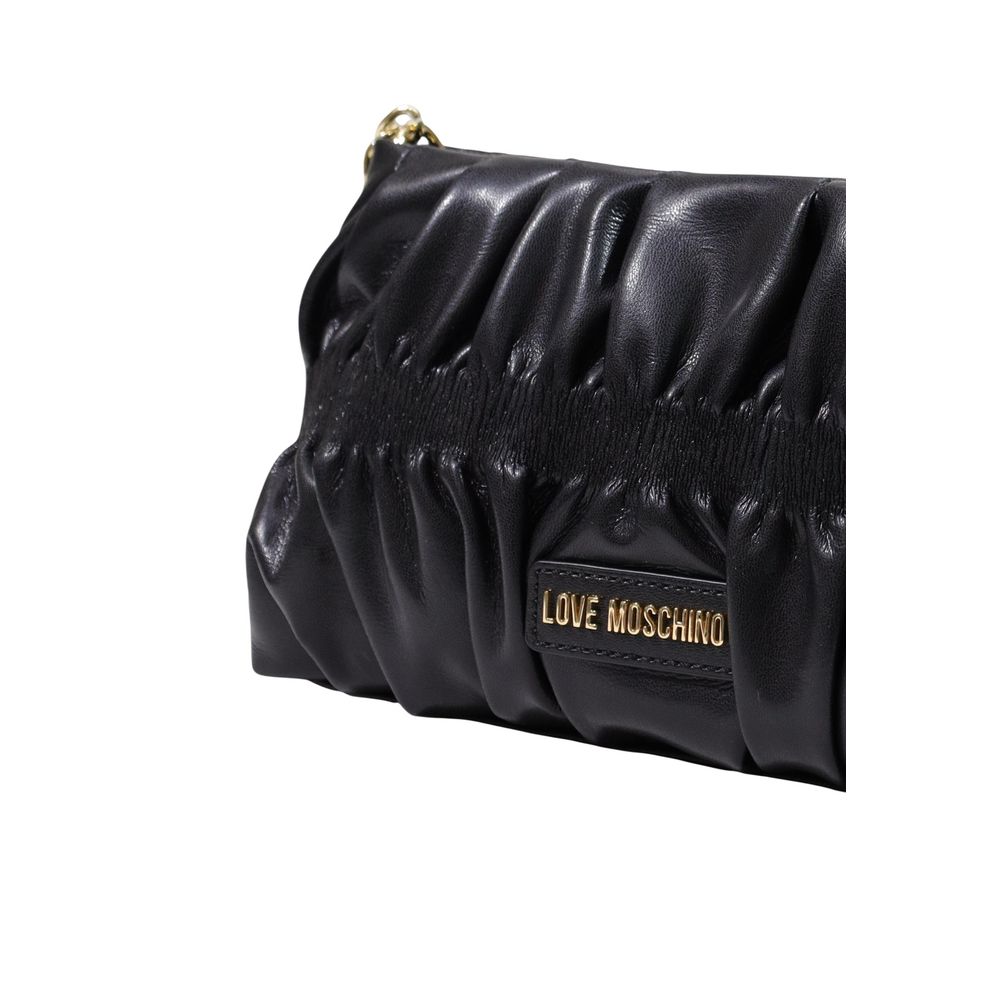 Love Moschino Pleated Mini Shoulder Bag Black