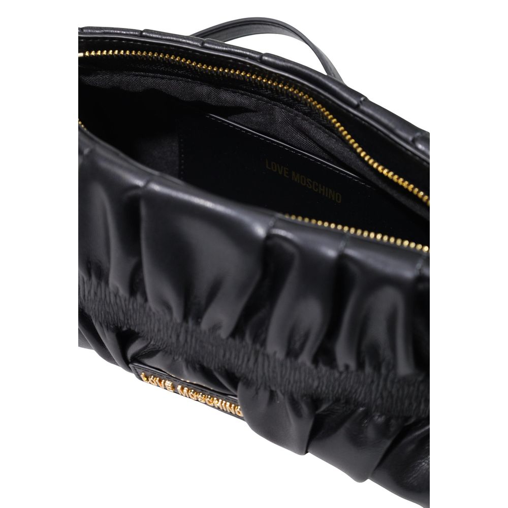 Love Moschino Pleated Mini Shoulder Bag Black