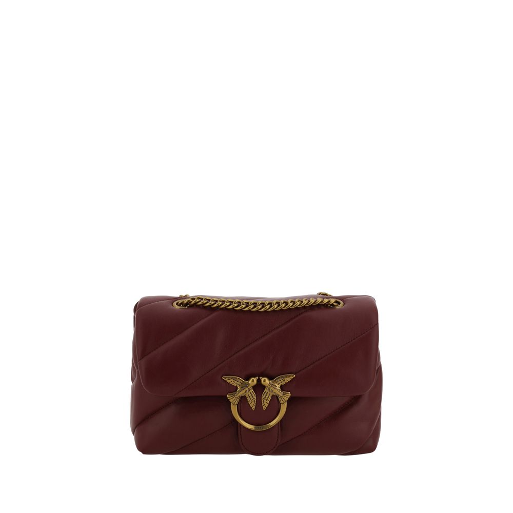 Pinko Love Classic Quilted Leather Shoulder Bag Burgundy