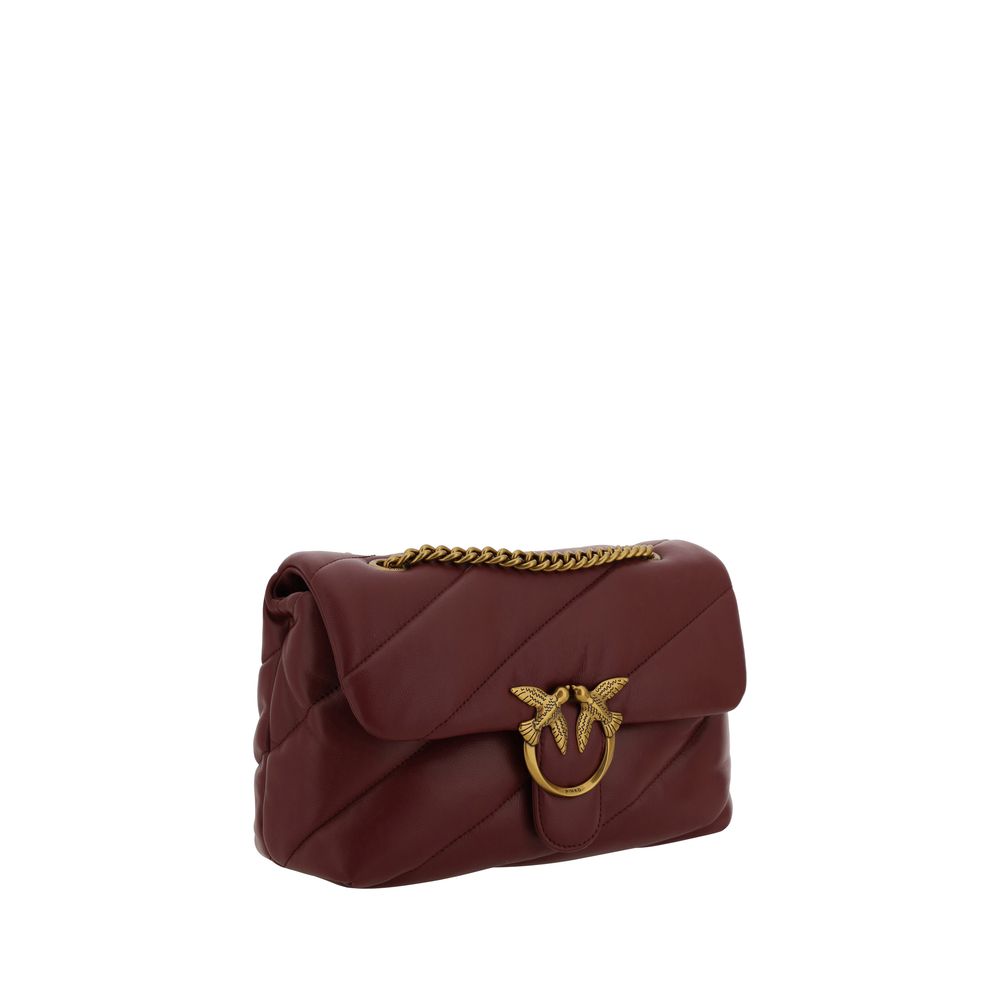 Pinko Love Classic Quilted Leather Shoulder Bag Burgundy
