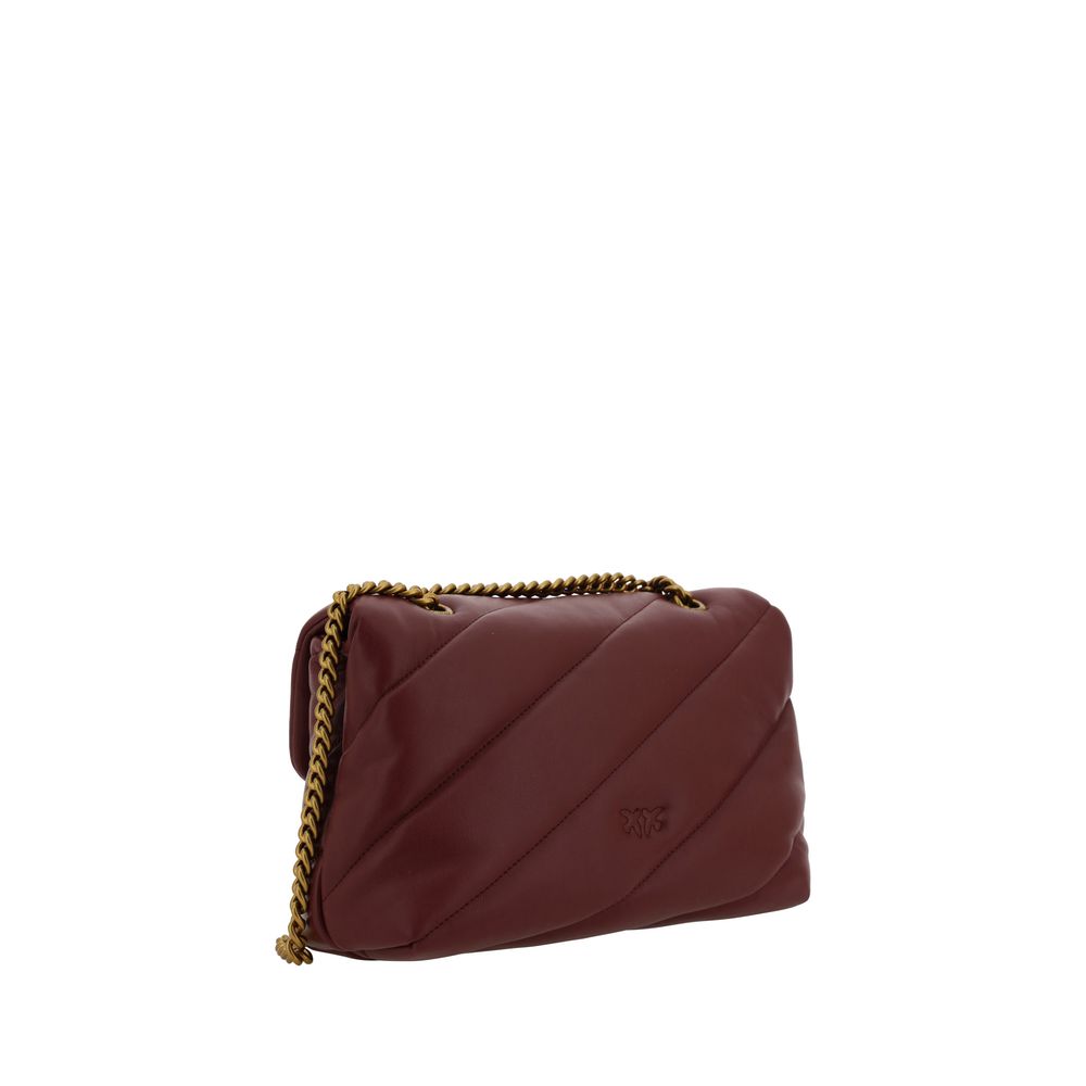 Pinko Love Classic Quilted Leather Shoulder Bag Burgundy