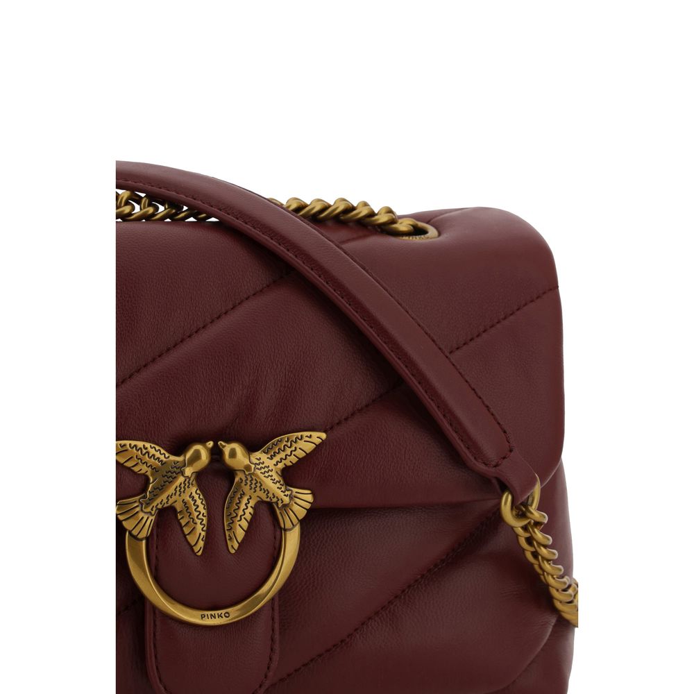 Pinko Love Classic Quilted Leather Shoulder Bag Burgundy