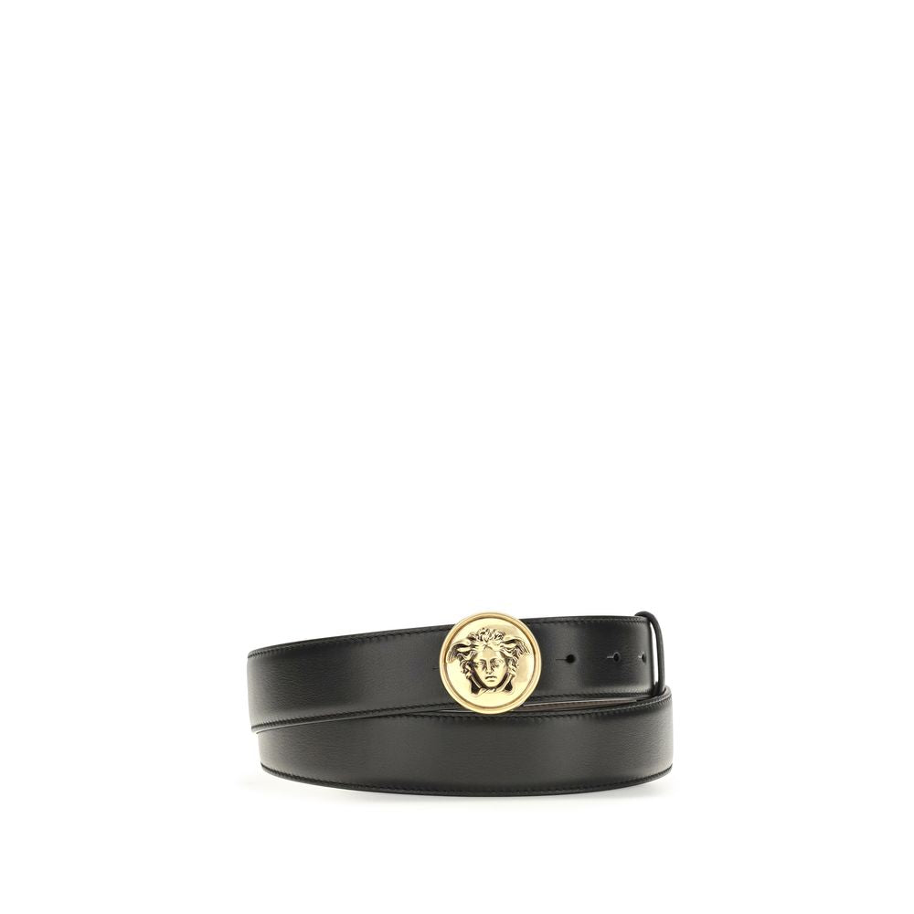 Versace Medusa Buckle Black Calf Leather Belt 3.5 cm