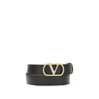 Valentino Garavani VLogo Reversible Leather Belt Black