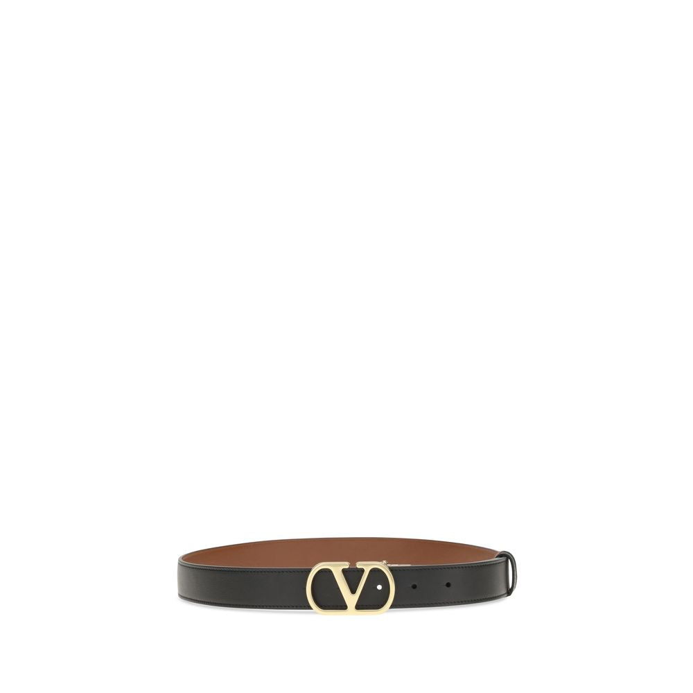 Valentino Garavani VLogo Reversible Leather Belt Black