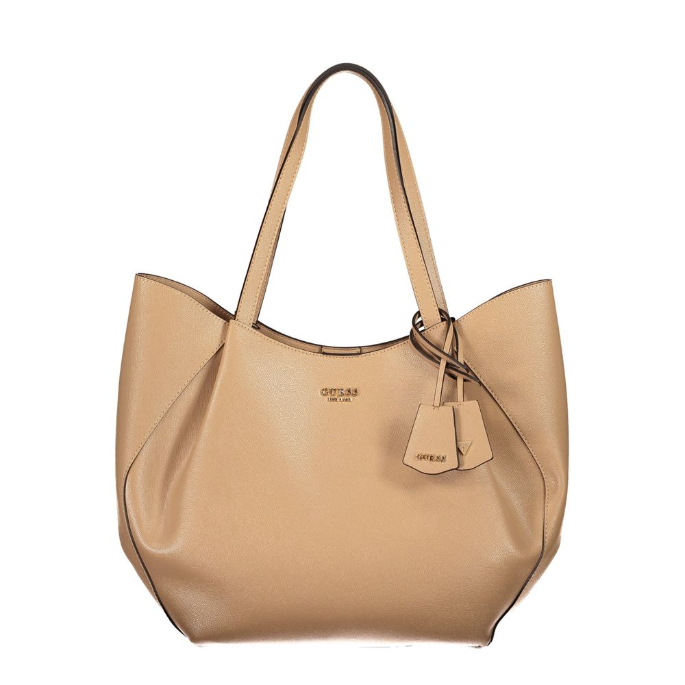 GUESS Jeans Amorette Beige Shoulder Tote Bag with Removable Pouch