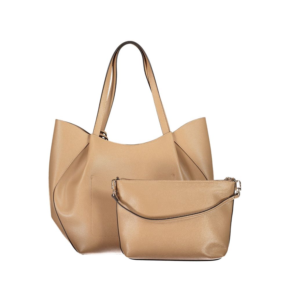 GUESS Jeans Amorette Beige Shoulder Tote Bag with Removable Pouch