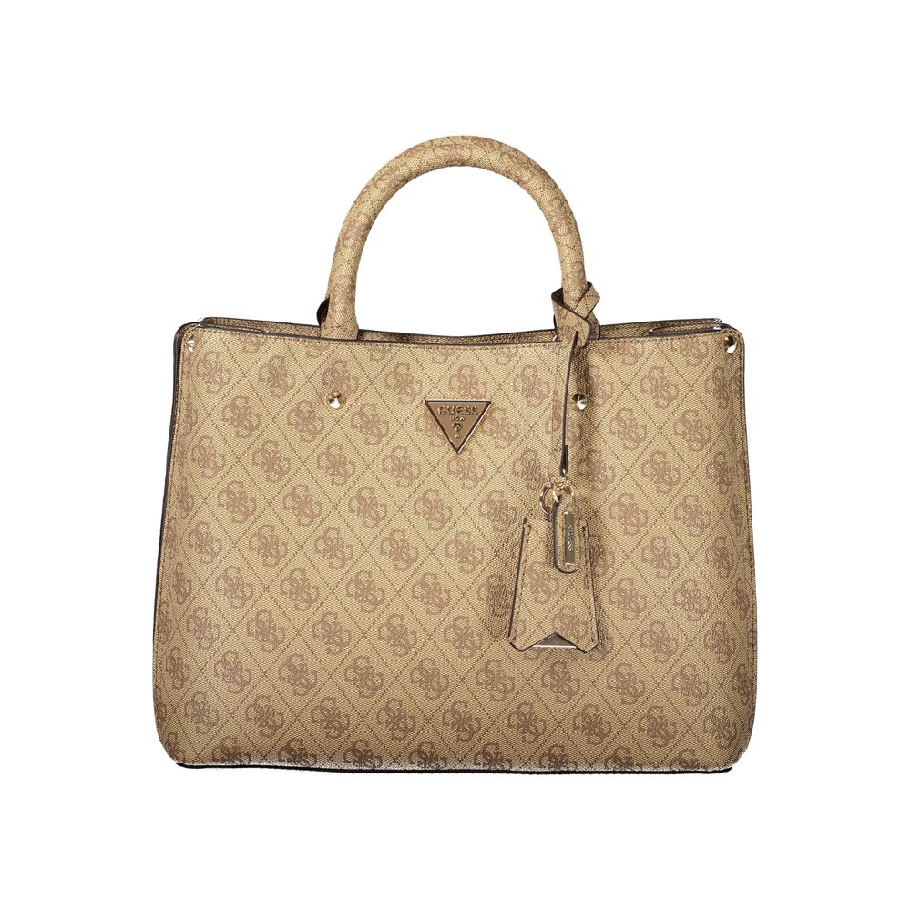 GUESS Jeans Meridian II Beige Tote Bag with Removable Shoulder Strap