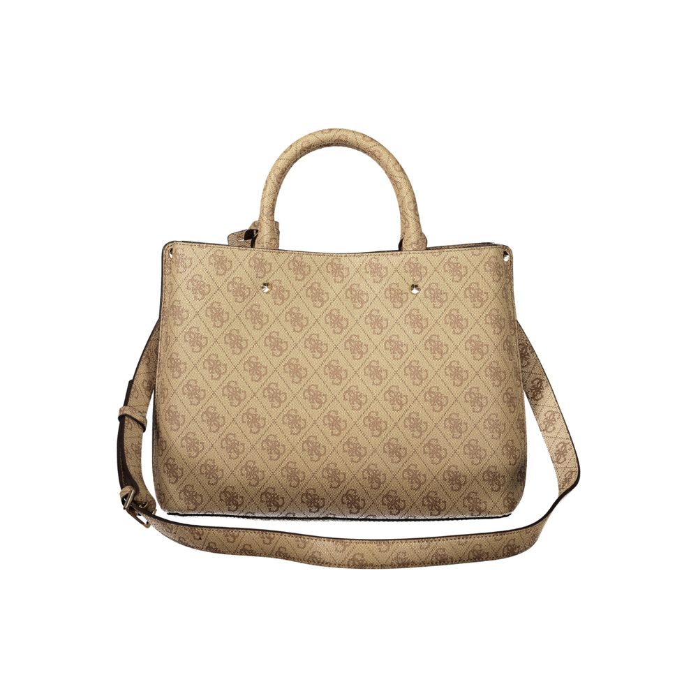 GUESS Jeans Meridian II Beige Tote Bag with Removable Shoulder Strap
