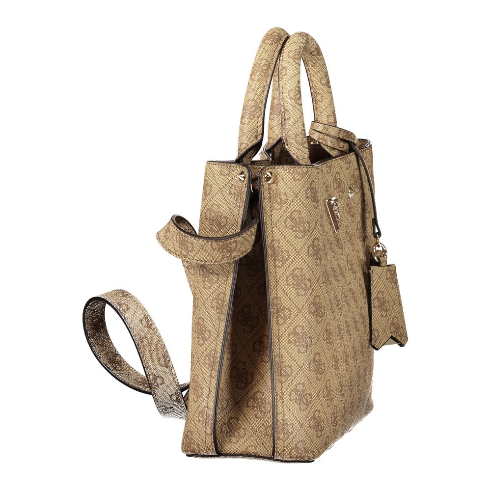 GUESS Jeans Meridian II Beige Tote Bag with Removable Shoulder Strap