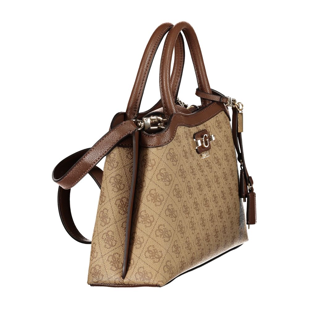 GUESS Jeans Lindsey Beige Satchel Bag with Removable Shoulder Strap