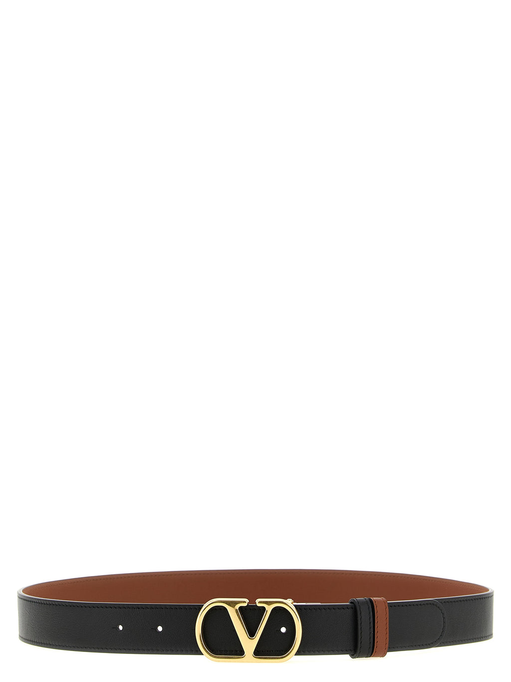 Valentino Garavani VLogo Reversible Leather Belt Black