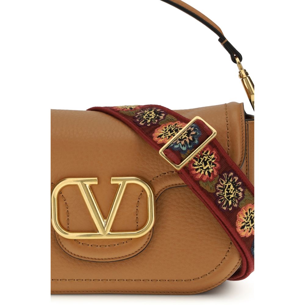 Valentino Garavani VLogo Brown Leather Shoulder Bag