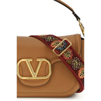 Valentino Garavani VLogo Brown Leather Shoulder Bag