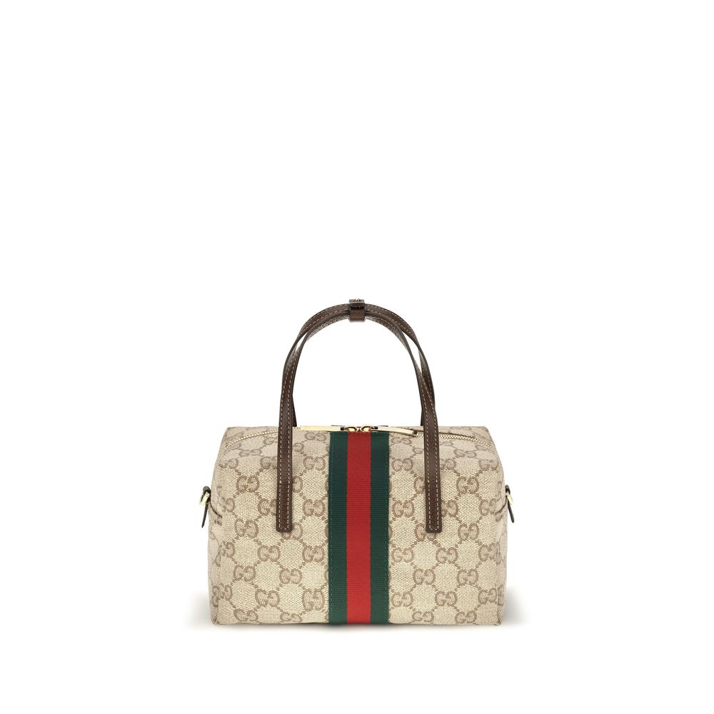 Gucci Mini Boston Web Handbag Beige Ebony