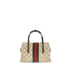 Gucci Mini Boston Web Handbag Beige Ebony