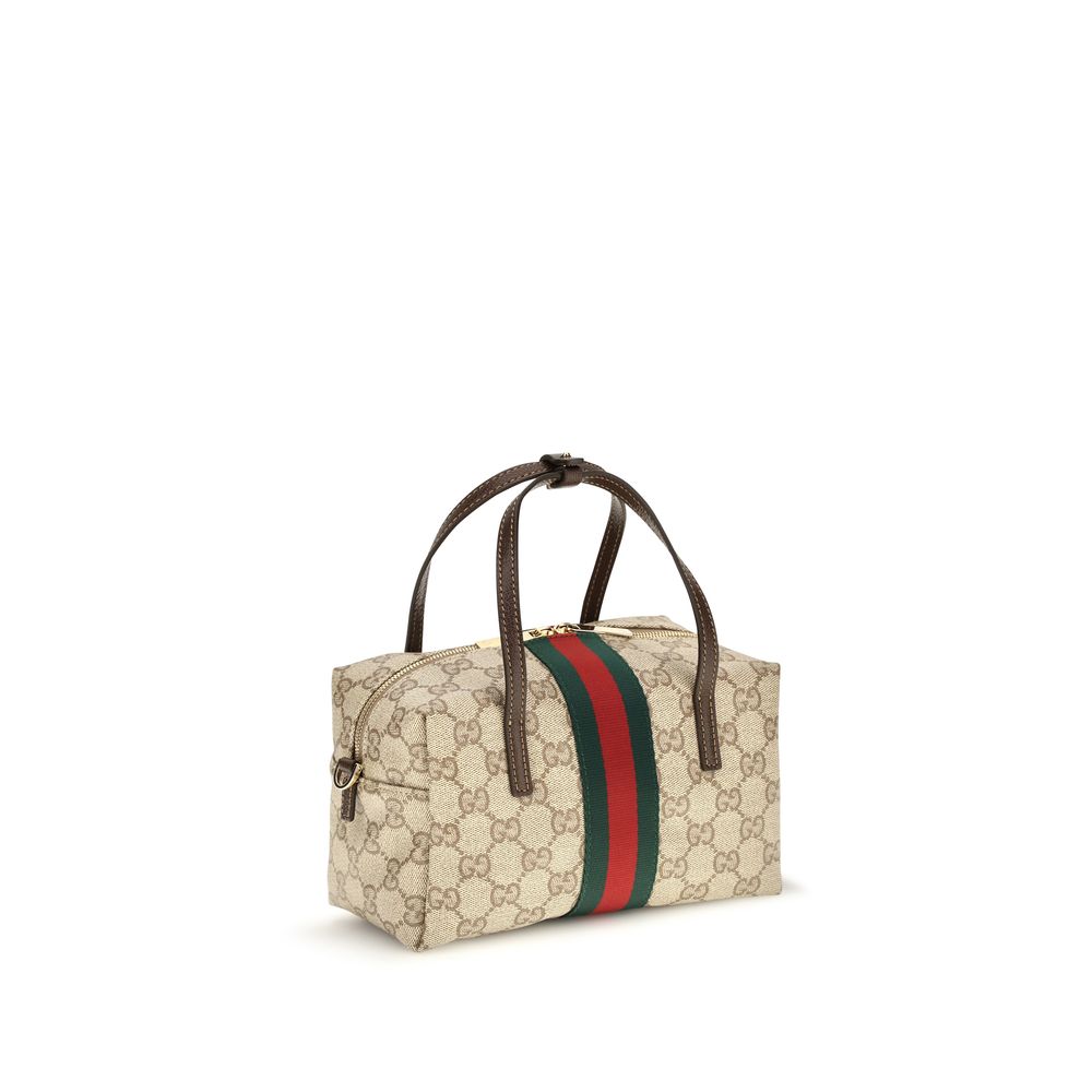 Gucci Mini Boston Web Handbag Beige Ebony