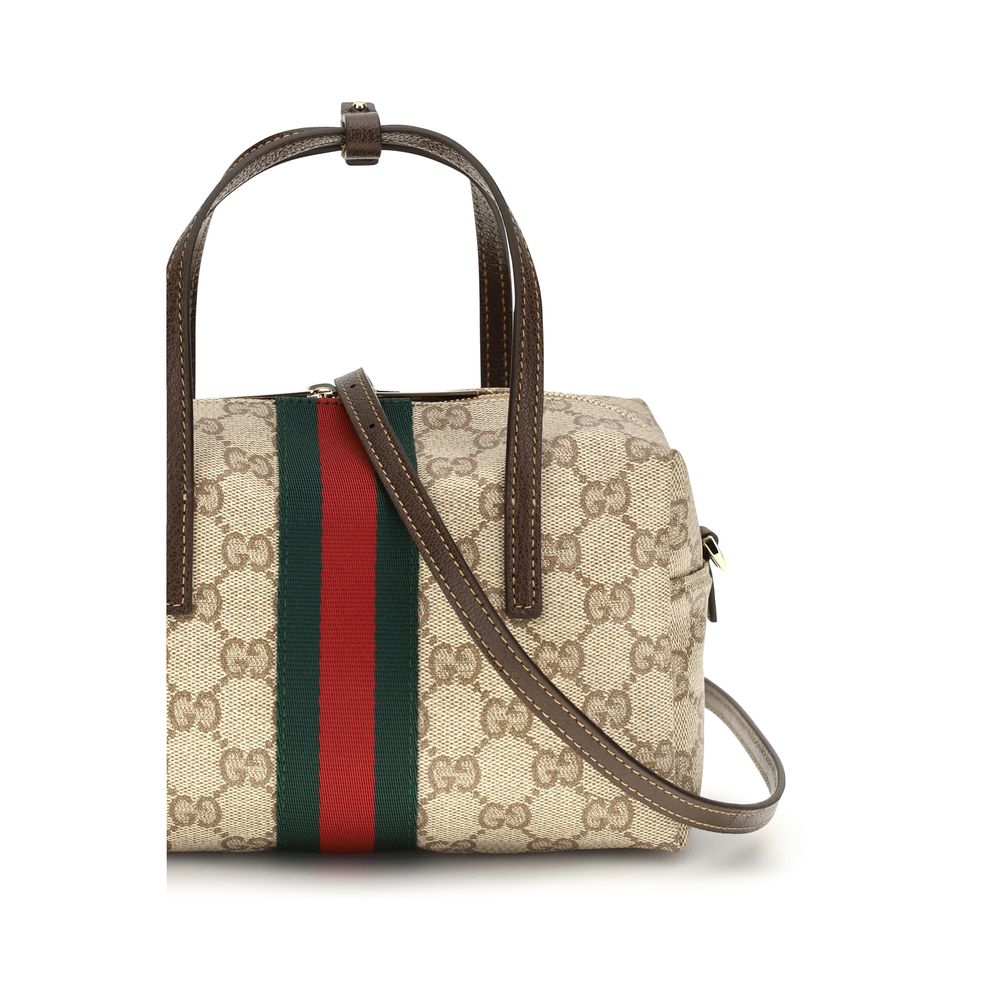 Gucci Mini Boston Web Handbag Beige Ebony