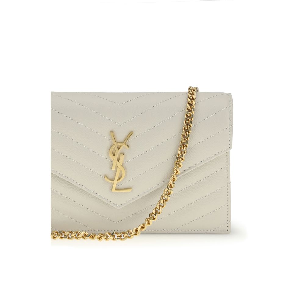 Saint Laurent Cassandre Wallet On Chain Blanc Vintage