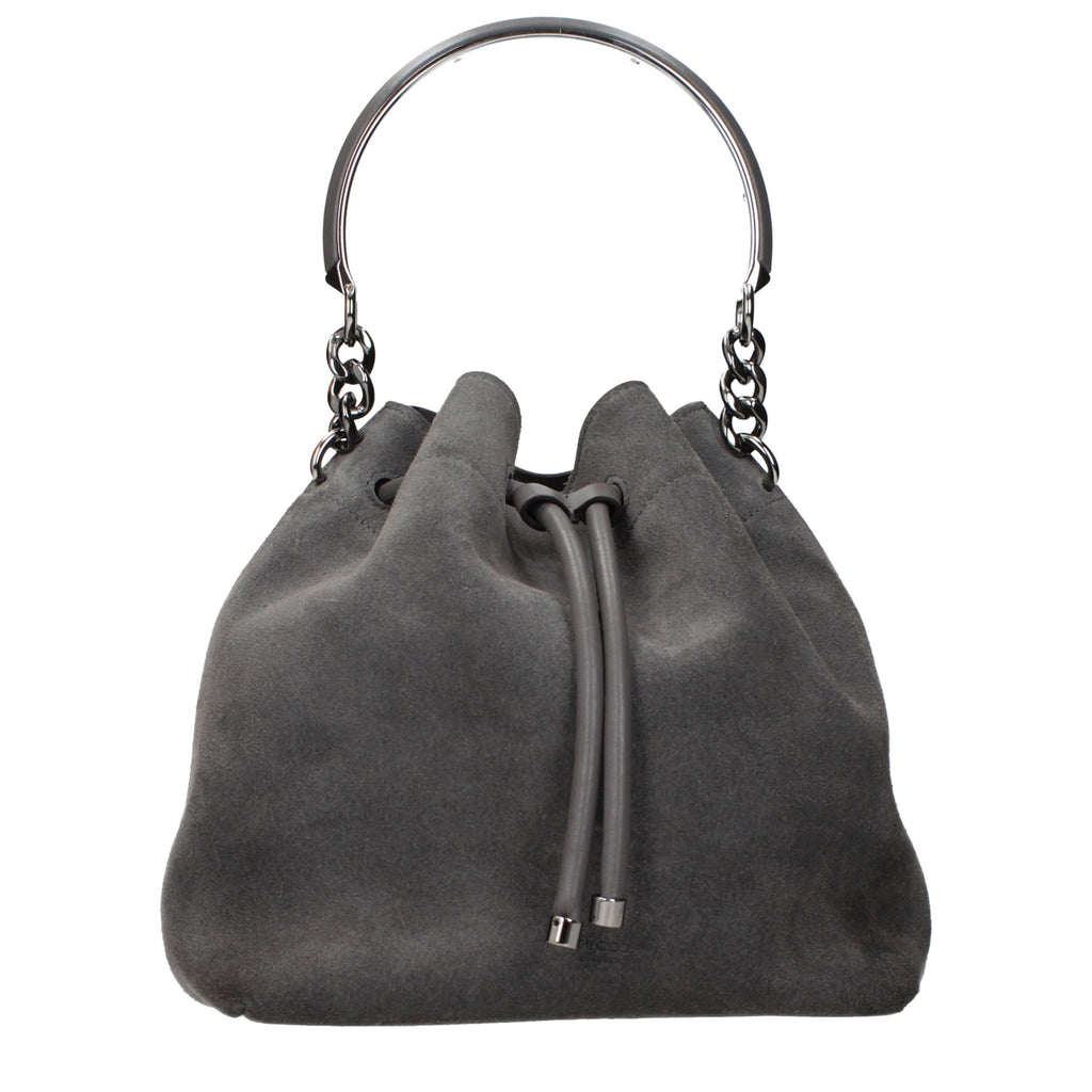 Jimmy Choo Bon Bon Suede Bucket Bag Storm Grey
