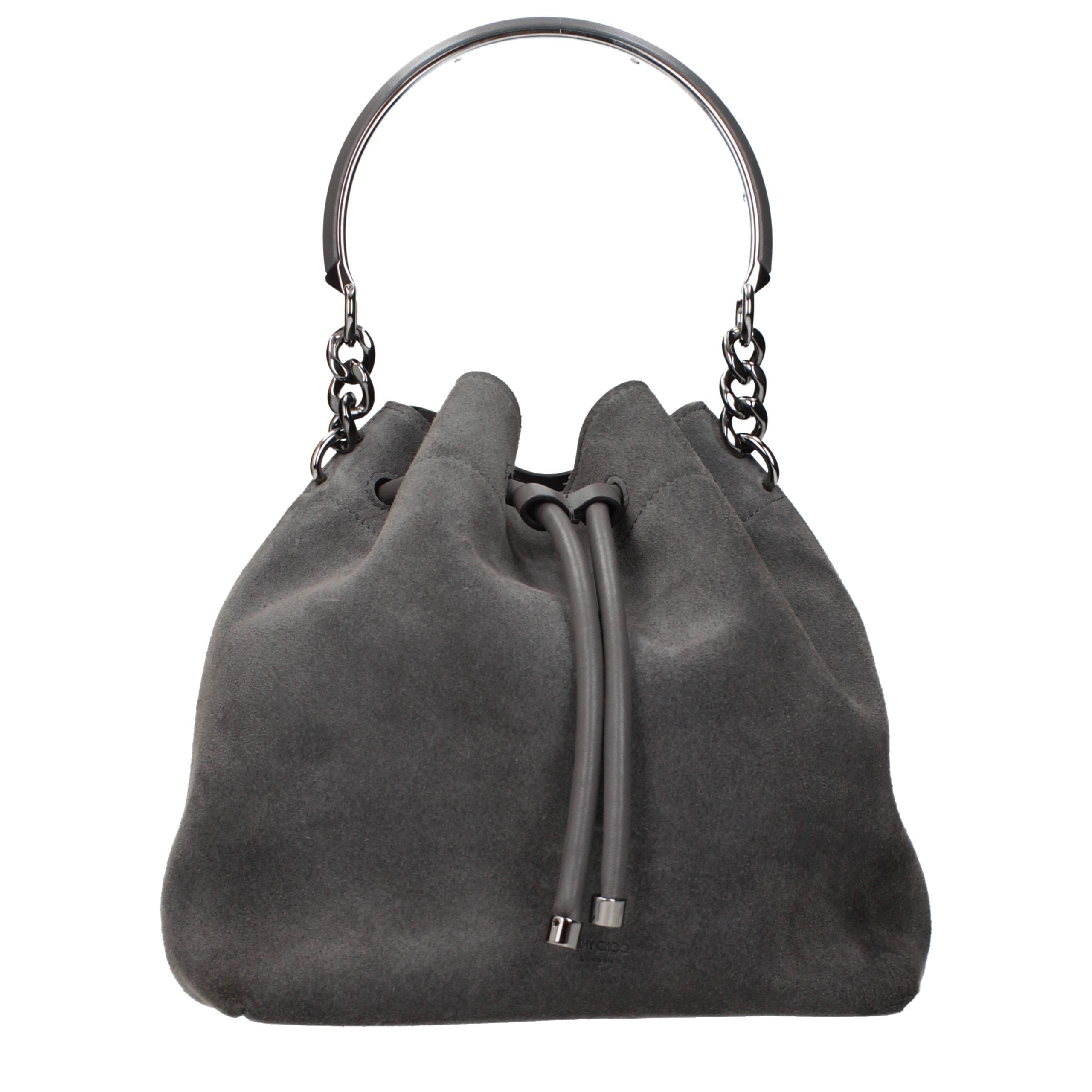 Jimmy Choo Bon Bon Suede Bucket Bag Storm Grey