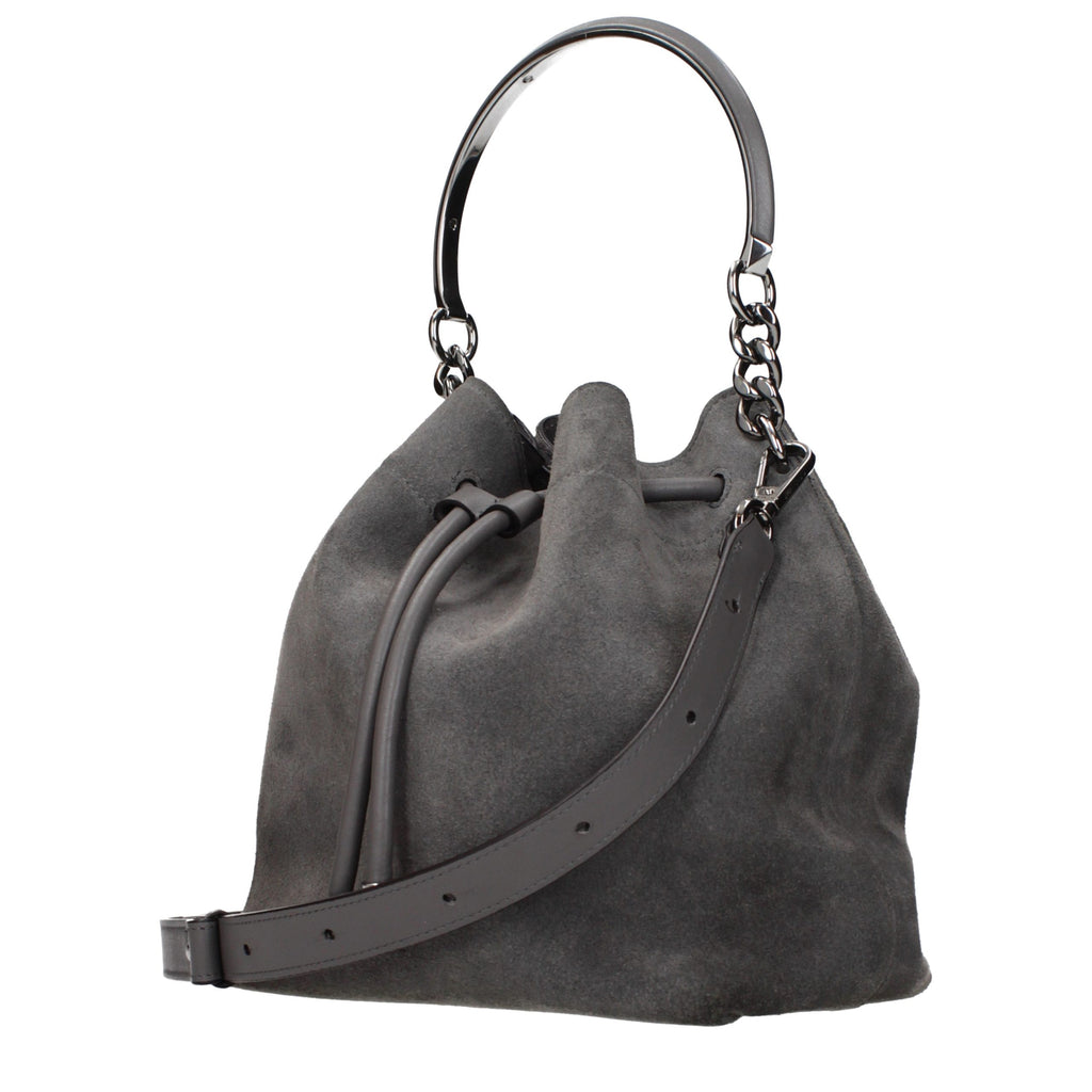 Jimmy Choo Bon Bon Suede Bucket Bag Storm Grey