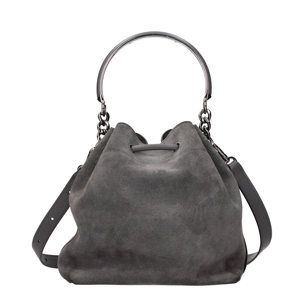 Jimmy Choo Bon Bon Suede Bucket Bag Storm Grey