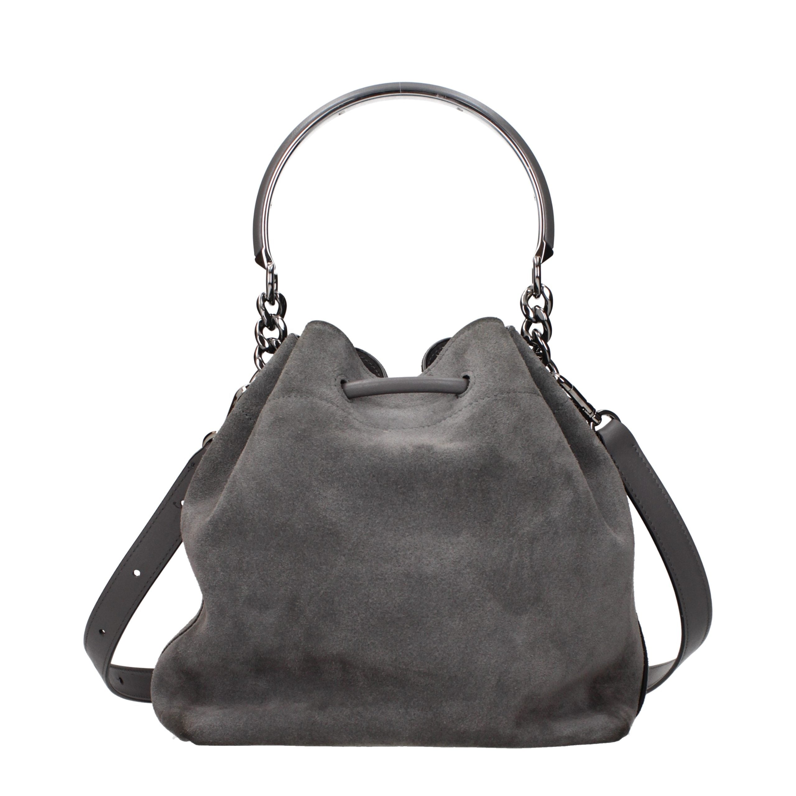 Jimmy Choo Bon Bon Suede Bucket Bag Storm Grey