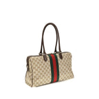 Gucci Horsebit Web Large Top Handle Bag Beige Ebony