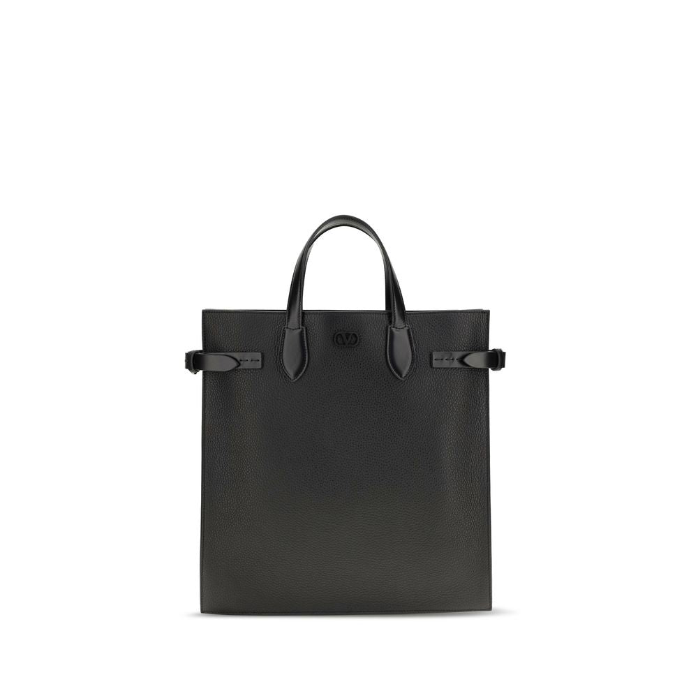 Valentino Garavani Antibes Medium Black Leather Tote Bag