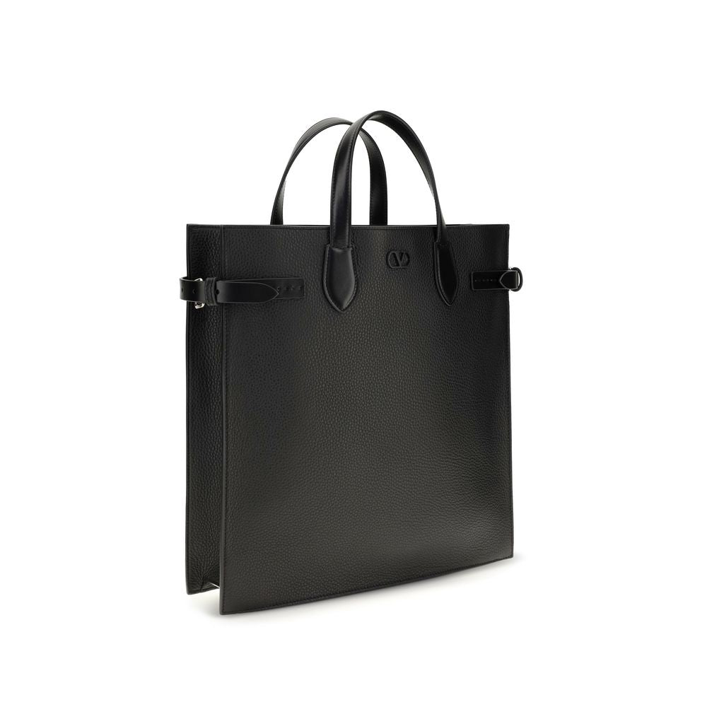 Valentino Garavani Antibes Medium Black Leather Tote Bag