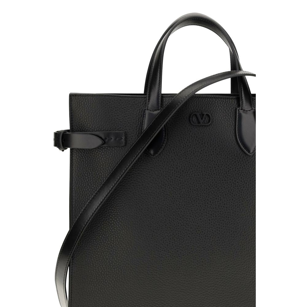 Valentino Garavani Antibes Medium Black Leather Tote Bag