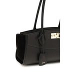 Ferragamo Studio Soft East West Black Leather Shoulder Bag