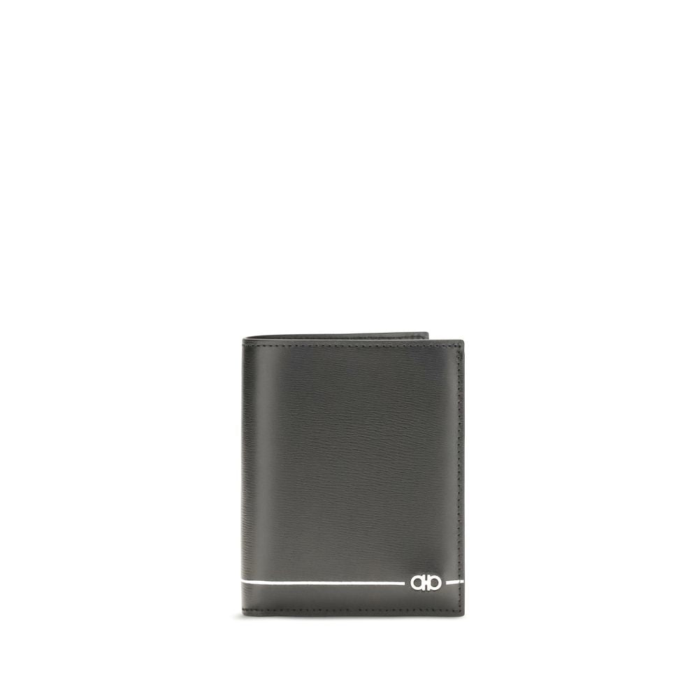 Ferragamo Gancini Black Leather Bifold Wallet