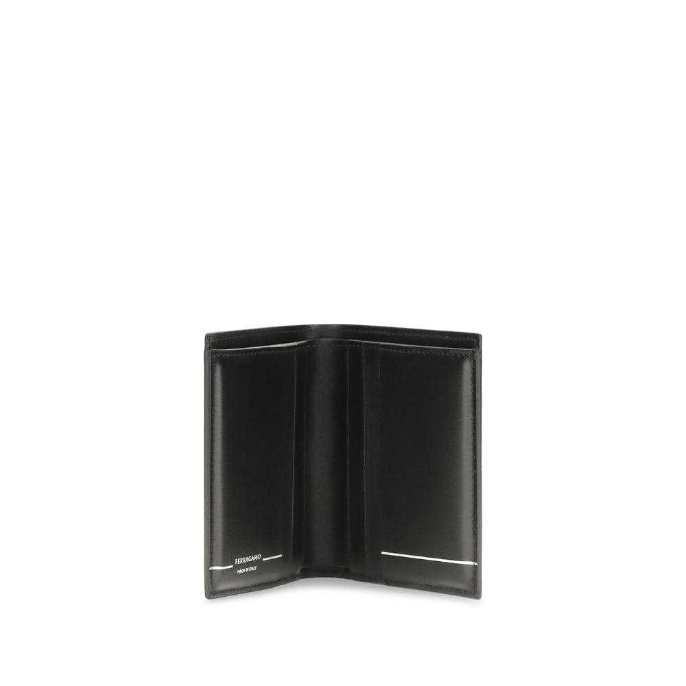 Ferragamo Gancini Black Leather Bifold Wallet